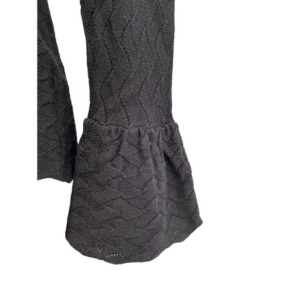 CO Collections Scallop Open Knit Flared Sleeves Turtleneck Sweater Wool Blend XS - Picture 2 of 8